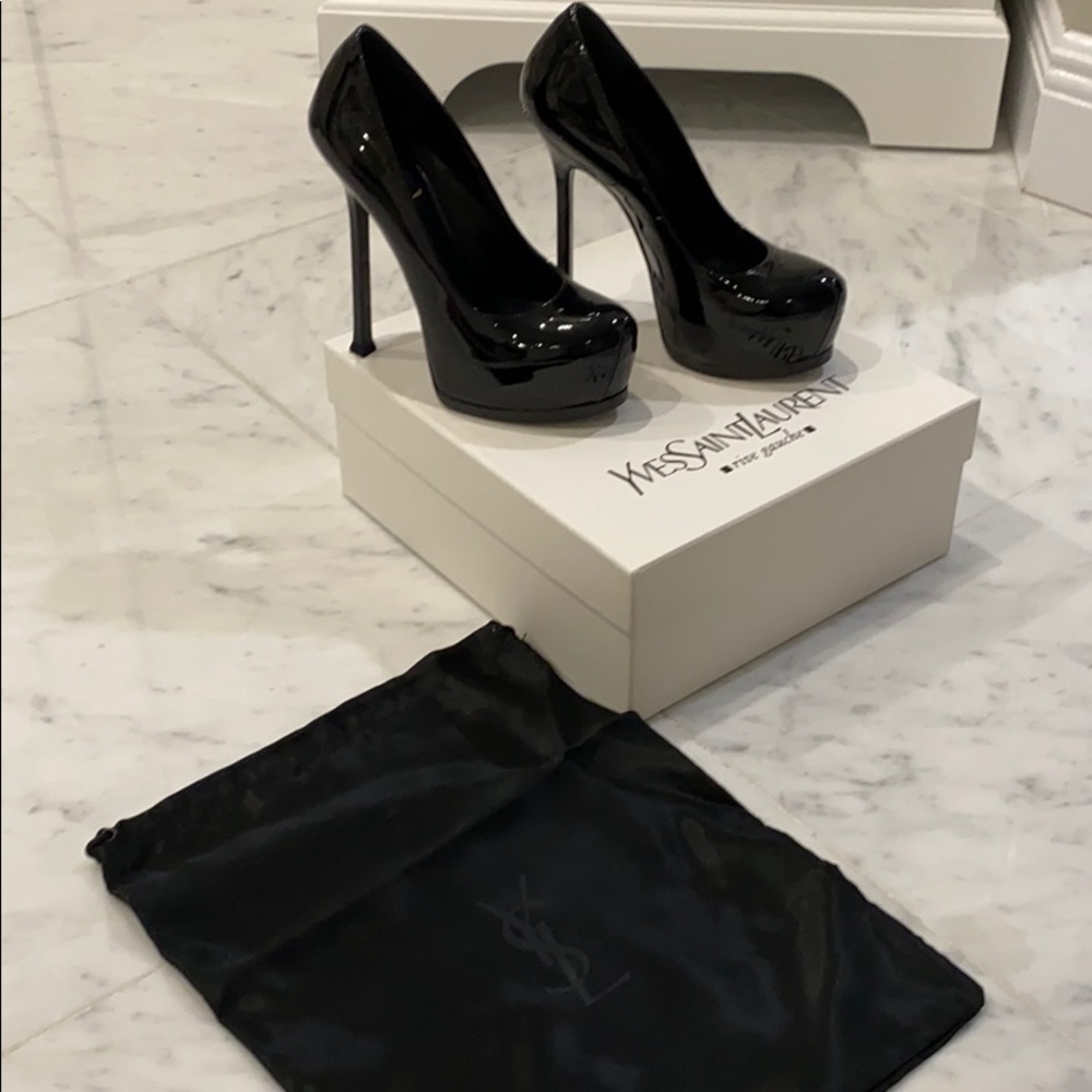 💯 authentic BNWT YSL saint laurent Black patent leather stilettos
